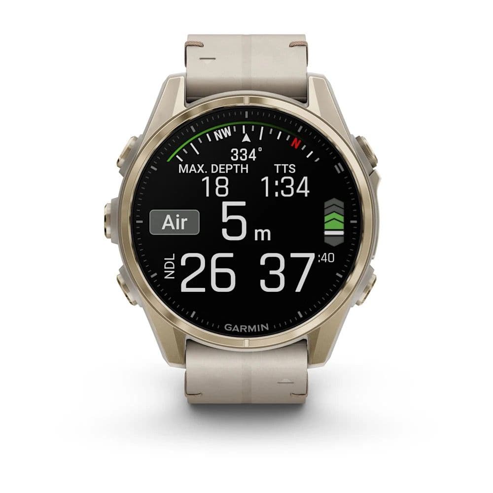 Garmin Fenix 8 43mm AMOLED — Sftgldss Foggryleatherbnd — фото 6