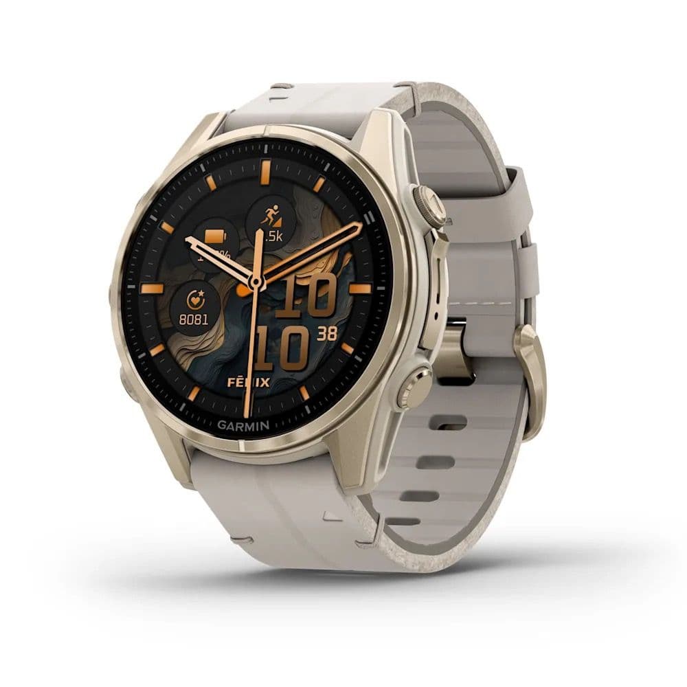 Garmin Fenix 8 43mm AMOLED — Sftgldss Foggryleatherbnd