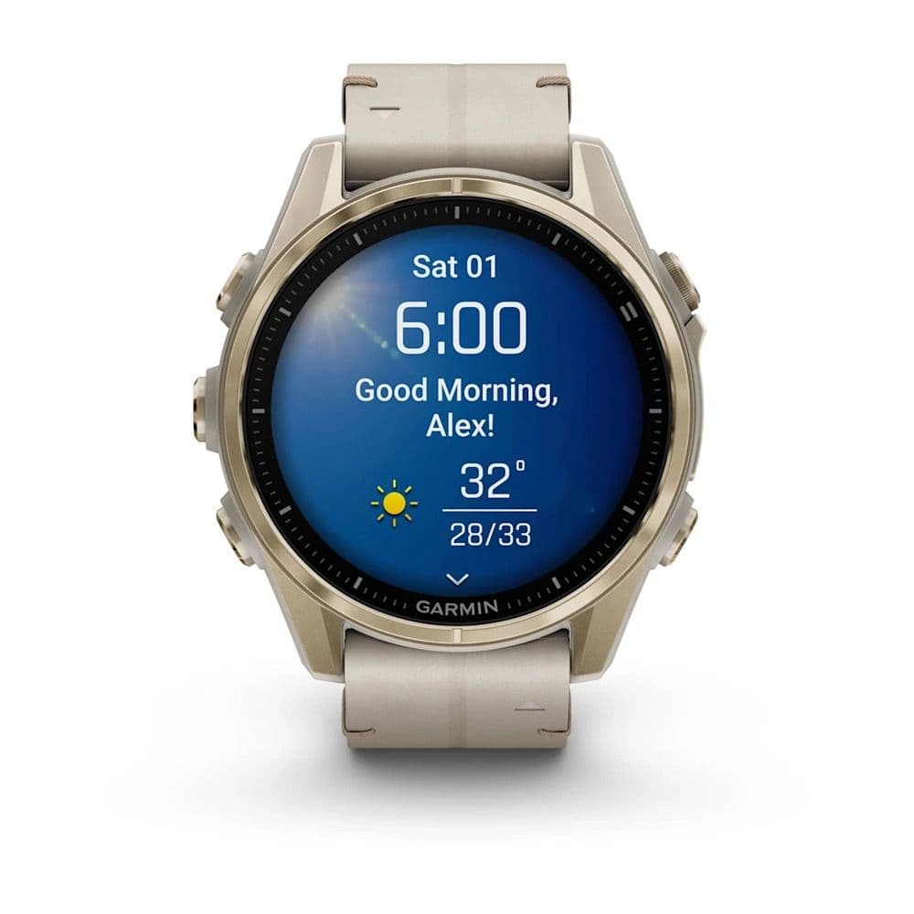 Garmin Fenix 8 43mm AMOLED — Sftgldss Foggryleatherbnd — фото 12