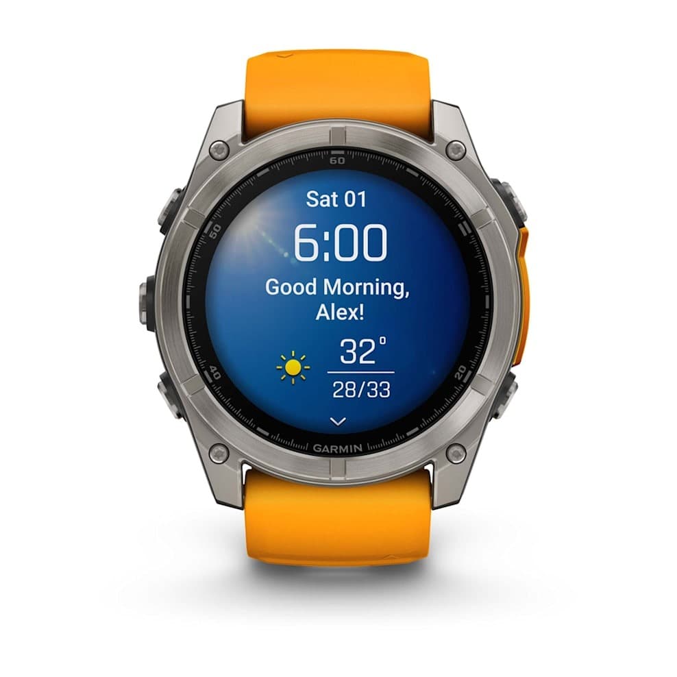 GARMIN Fenix 8 (Sapphire, Titanium with Spark orange/graphite silicone band) - AMOLED — фото 2