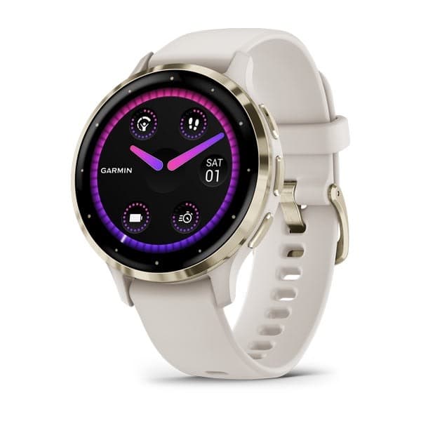 GARMIN Venu 3S - Soft gold stainless steel bezel with ivory case and silicone band — купить Garmin в Москве
