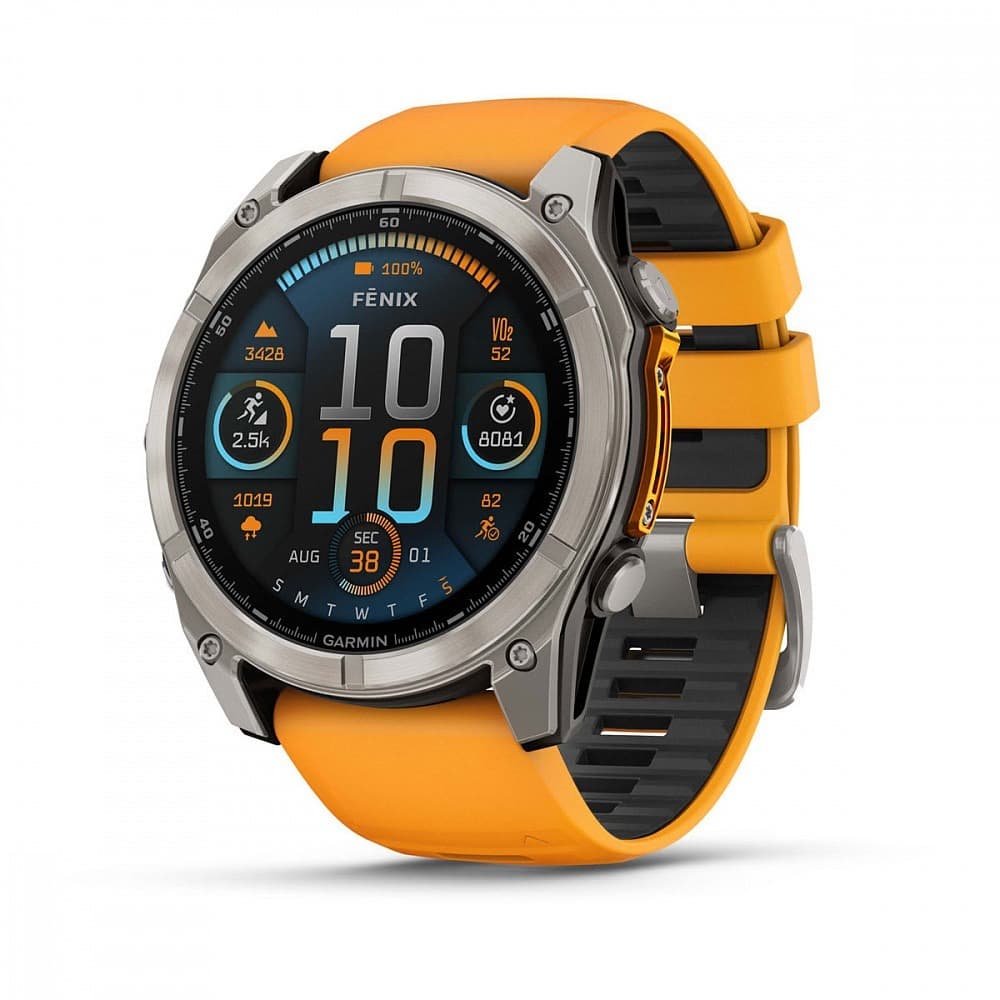 GARMIN Fenix 8 (Sapphire, Titanium with Spark orange/graphite silicone band) - AMOLED