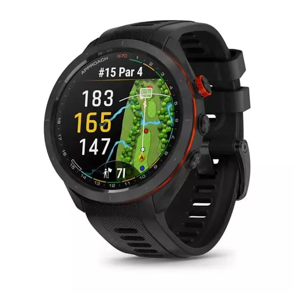 GARMIN Approach S70 - Черно-красный керамический безель с черным силиконовым ремешком 47 мм — купить Garmin в Москве