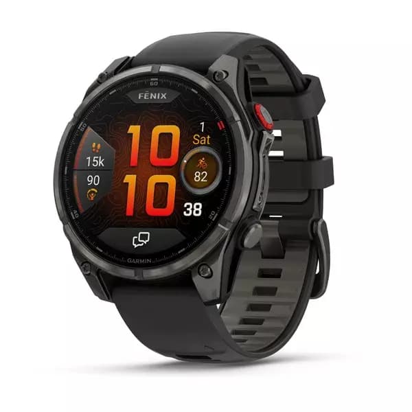 GARMIN Fenix 8 Pro (Sapphire, Carbon grey DLC titanium with Black/pebble grey silicone band) - AMOLED — купить Garmin в Москве
