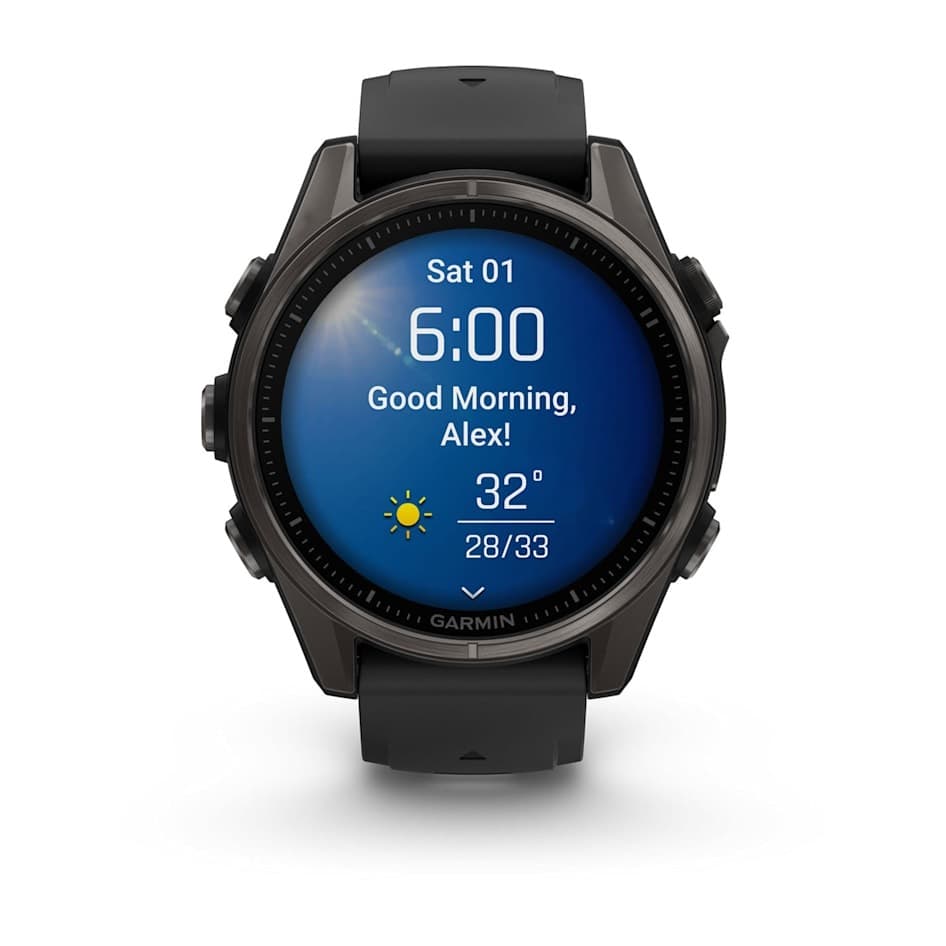 GARMIN Fenix 8 (Sapphire, Carbon grey DLC titanium with Black/pebble grey silicone band) - AMOLED — фото 2
