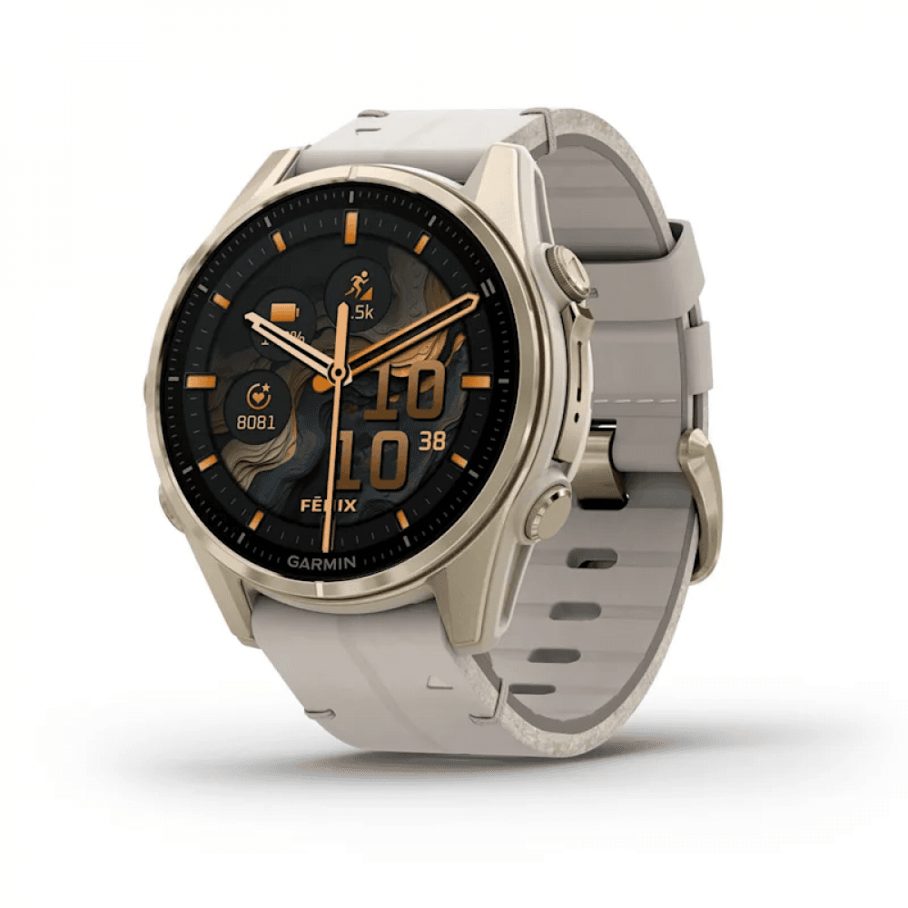 GARMIN Fenix 8 (Sapphire, Soft Gold with Limestone Leather Band) — фото 2