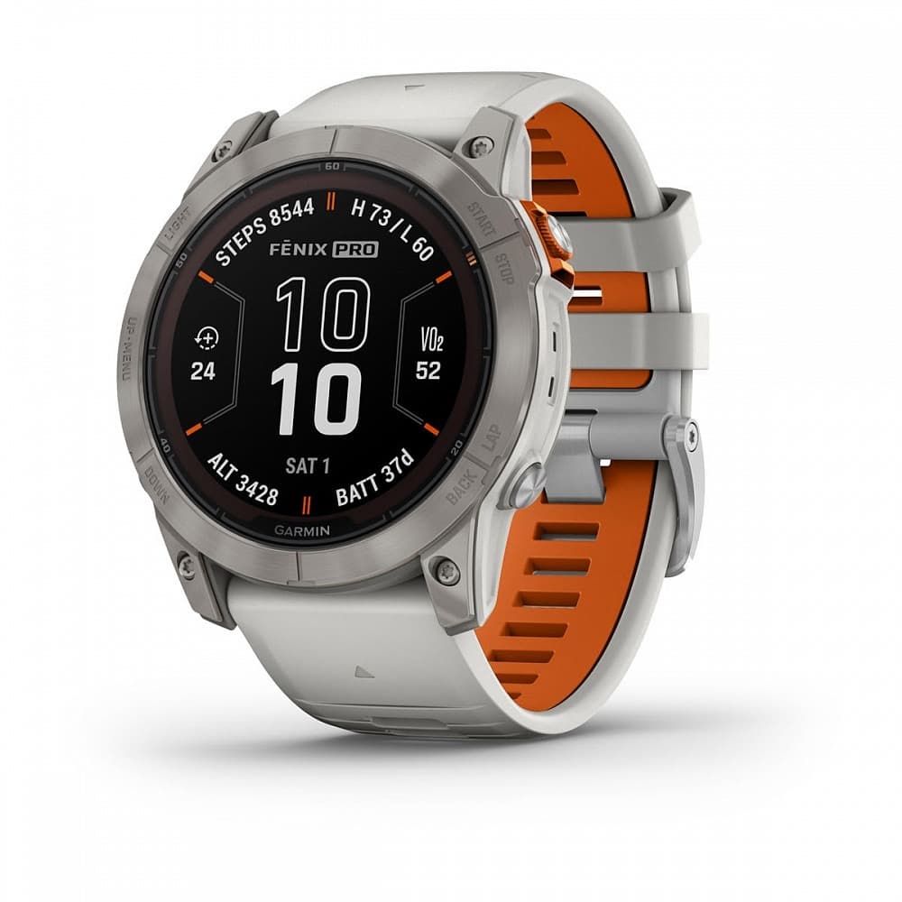 GARMIN Fenix 7X Pro Sapphire (Titanium with Fog Gray/Ember Orange) - SOLAR (51 mm) — купить Garmin в Москве